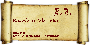 Radván Nándor névjegykártya
