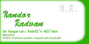 nandor radvan business card